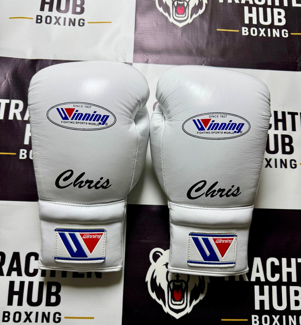 Winning - Style Pro Boxing Gloves – Premium Training & Sparring Gloves |White Edition| | Handmade Boxing Gear by TRACHTEN HUB